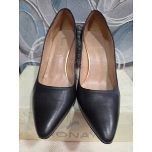 Ronay Black Leather Pointed Toe Stiletto Pumps Heels 8085 Size 25 Mexico